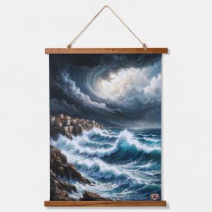 Sturm an der Mittelmeerküste Kunst von Xendor7 Wandteppich Mit Holzrahmen