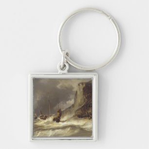 Sturm auf der Küste bei Etretat, Normandie, 1851 Schlüsselanhänger