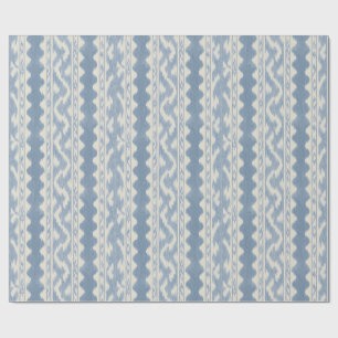 Sturm Blau Ikat, gewebter Streifen auf Creme Geschenkpapier
