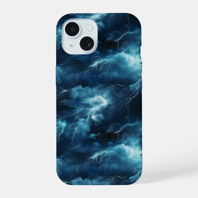 Sturm Blitz Muster iPhone 15 Hülle (Rückseite)