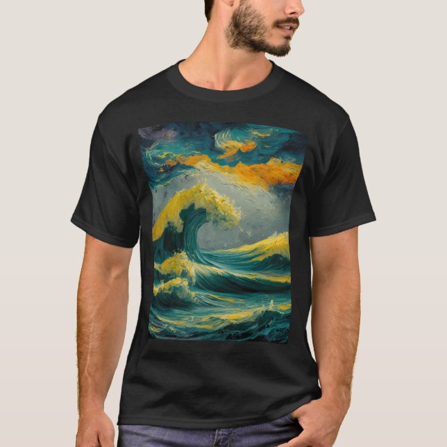 Sturm im Ozean, Ölfarbe. T-Shirt (Vorderseite)