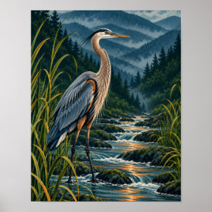 Sturm Reiher Blaureiher Natur Kunstposter Poster