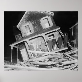 Sturm schädigendes House, 1914. Vintages Foto Poster