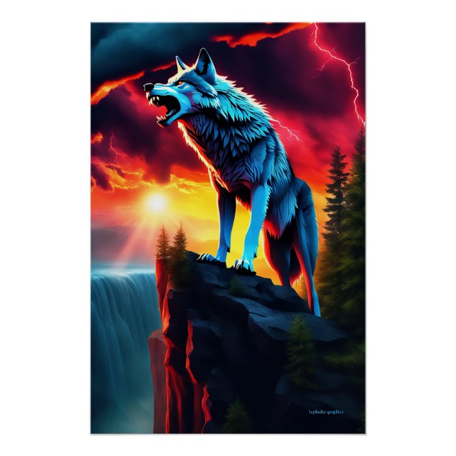 Sturm Sentinel. Furchtloser Wolf schnarcht am Stur Poster (Vorderseite)