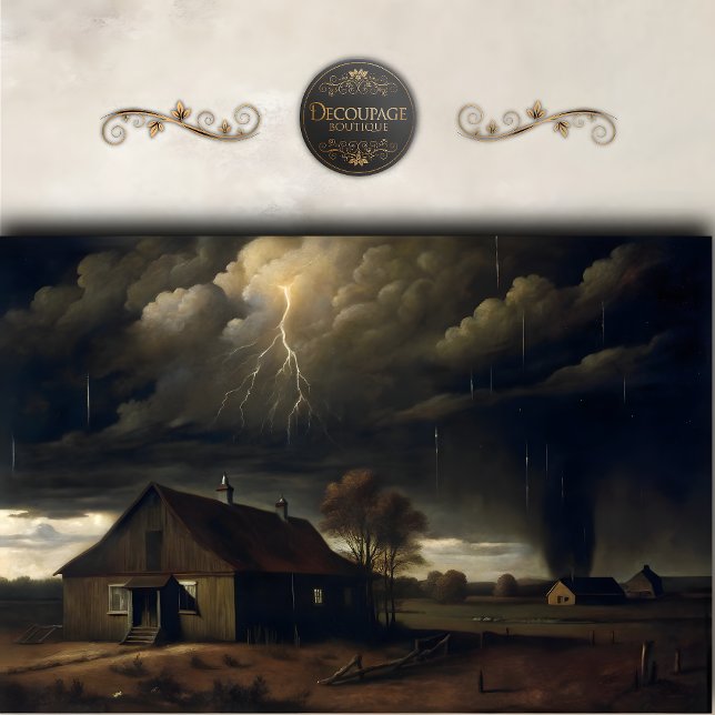 Sturm über Bauernhaus Decoupage Seidenpapier (Storm Over Farmhouse Decoupage Tissue Paper)