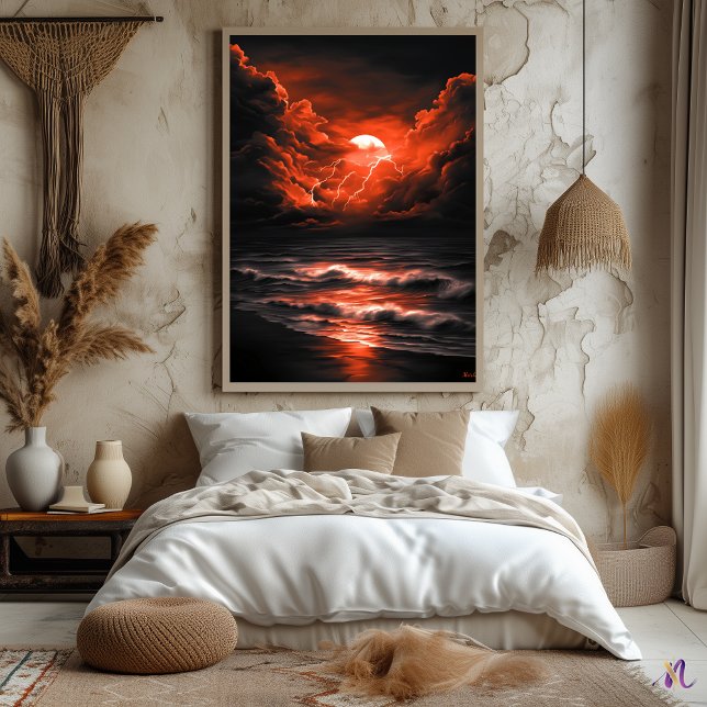 Sturm über dem Crimson Moon - einfarbig Poster (Von Creator hochgeladen)