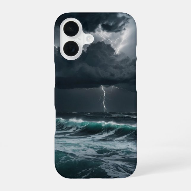 Sturm über dem Meer iPhone 16 Hülle (Rückseite)