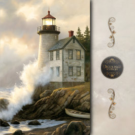 Sturmbeleuchteter Leuchtturm am Meer - Decoupage Seidenpapier