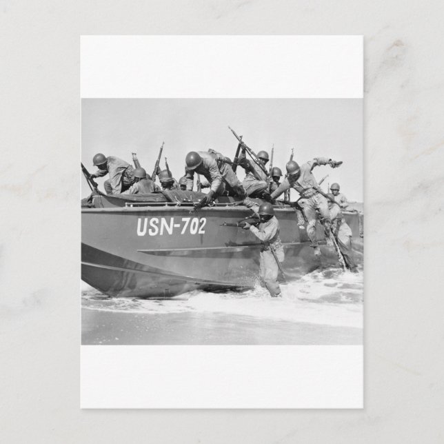 Stürmen des Strandes in den 40er Jahren Postkarte (Vorderseite)