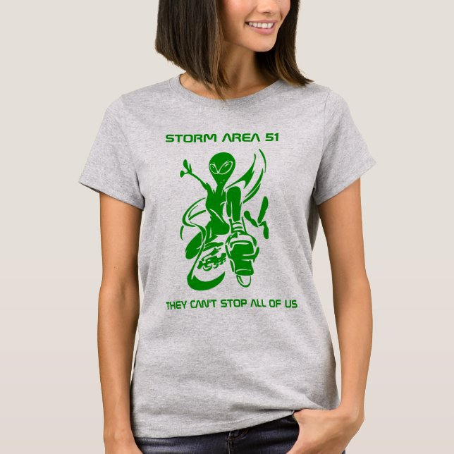 Sturmgebiet 51 Grüne Alien T-Shirt (Vorderseite)