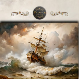 Sturmgepeitschtes Vintage-Segelschiff-Decoupage Seidenpapier