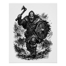 Sturmgeschmiedeter Wikingerkrieger in Tinte Poster