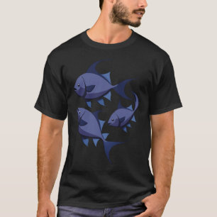 Stürmische Blaue Fische T-Shirt