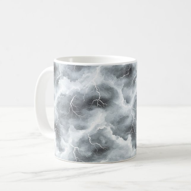 Stürmische graue Himmel Blitz Kaffeetasse (Vorderseite Links)