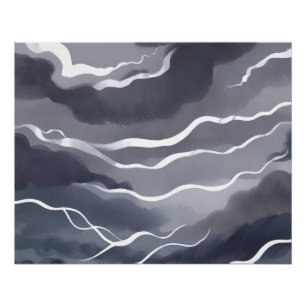 Stürmische Himmel   Dunkle Aquarellkarte Poster