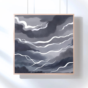 Stürmische Himmel   Dunkle Wasserfarben Poster