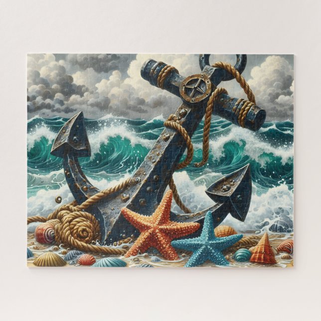 Stürmische Meereswellen Anker Puzzle (Horizontal)