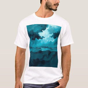 Stürmische Meereswellen unter stürmischem Himmel – T-Shirt