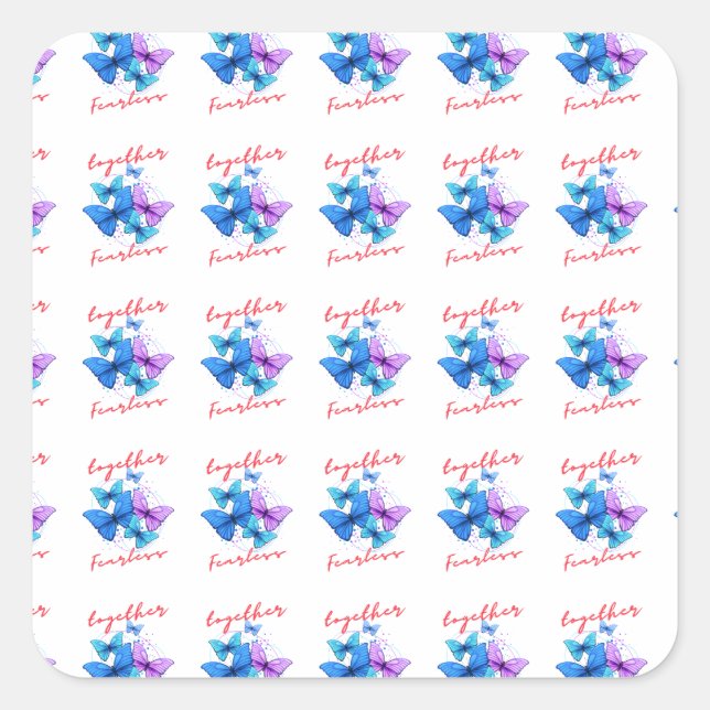 Stürmische Schmetterlinge: Ein Symbol für Hoffnung Quadratischer Aufkleber (Vorderseite)