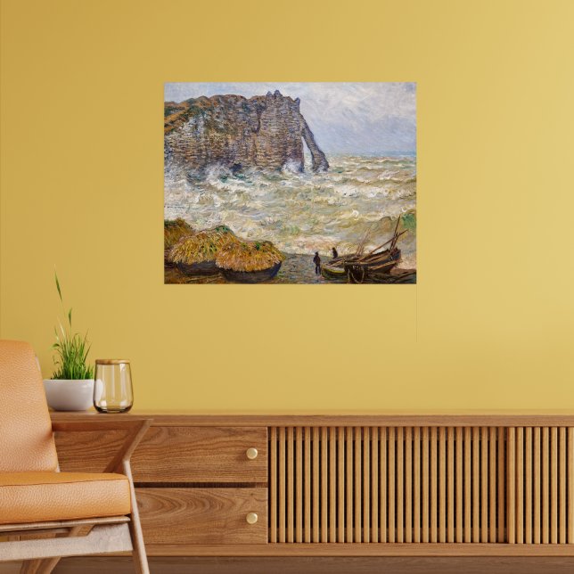 Stürmische See in Étretat | Monet | Poster (Wohnzimmer 2)