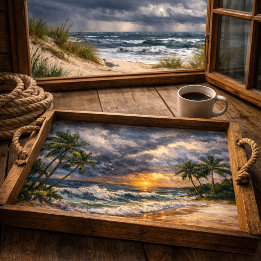 Stürmische Strand-Wasserfarben-Palmbaum Seidenpapier