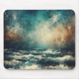 Stürmischer blauer Ozean altes Foto Mousepad