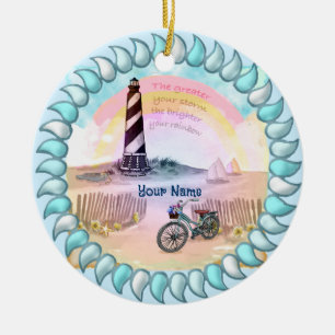 Stürmischer Leuchtturm Fahrrad Keramik Ornament