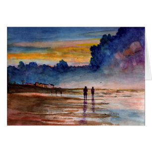Stürmischer Sonnenuntergang-Strand, der