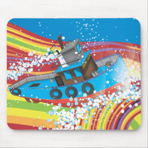 Stürmisches Fischerboot Mousepad