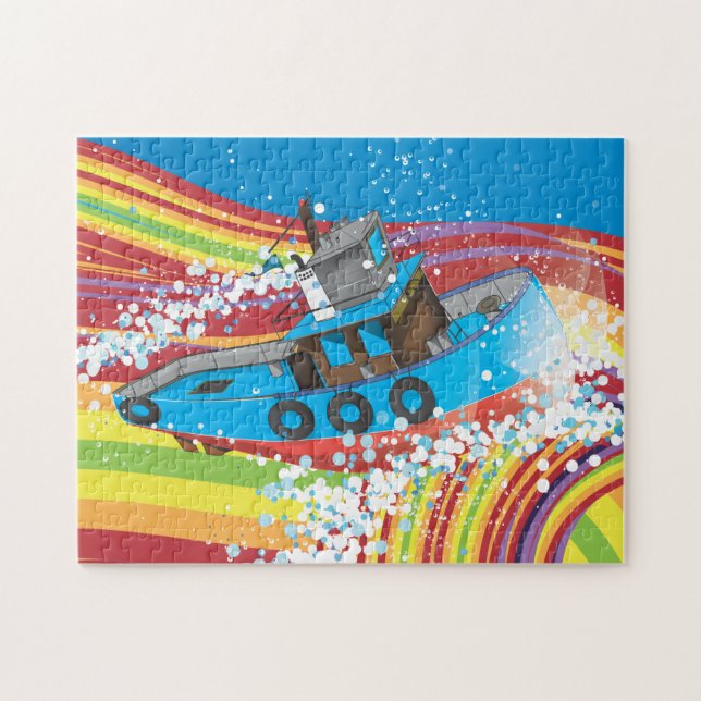 Stürmisches Fischerboot Puzzle (Horizontal)