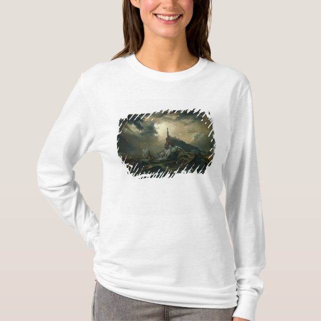 Stürmisches Meer mit Leuchtturm T-Shirt (Vorderseite)