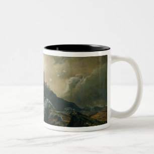 Stürmisches Meer mit Leuchtturm Zweifarbige Tasse