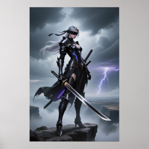 Sturmkante - geblendetes Cyber-Krieger-Poster Poster