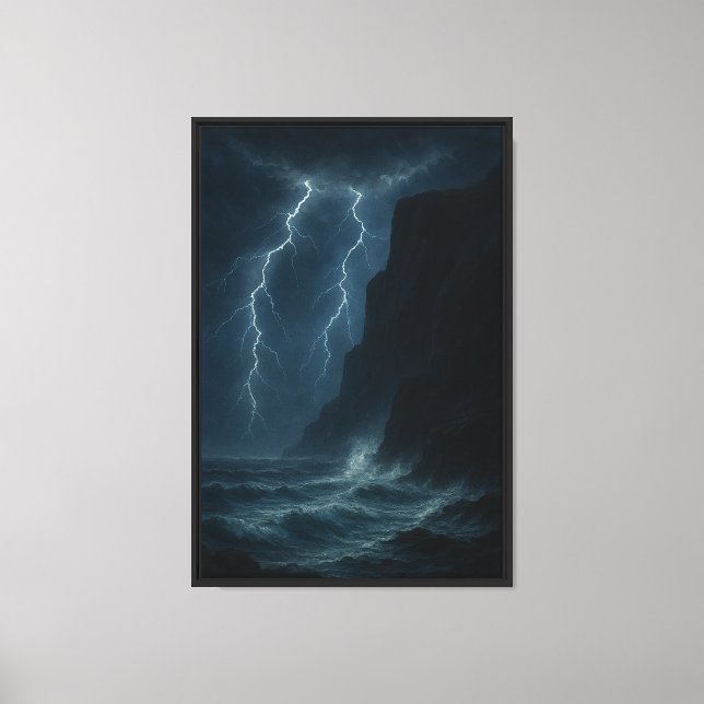 Sturmlit Ocean Cliffs Leinwanddruck (Vorderseite)