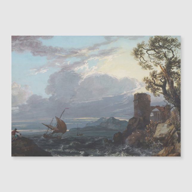 Sturmsee mit Burgruine und Figuren (c.1725-18 Magnetkarte (Vorderseite)