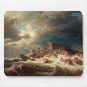 Sturmsee mit Schiffswrack (von Marcus Larson) Mousepad