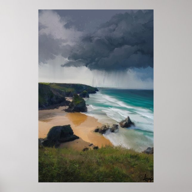 Sturmwolken über Cornwall Poster (Vorne)