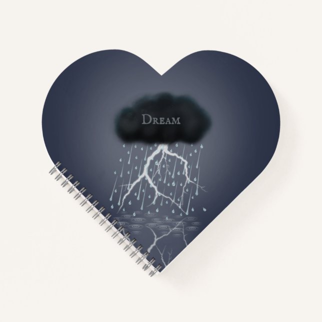 Sturmwolkenblitz & Regen Surreal Personalisiert Notizbuch (Vorderseite)