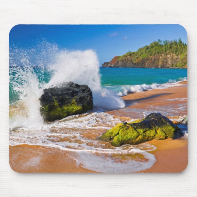 Sturz der Wellen am Strand von Hawaii Mousepad (Vorne)