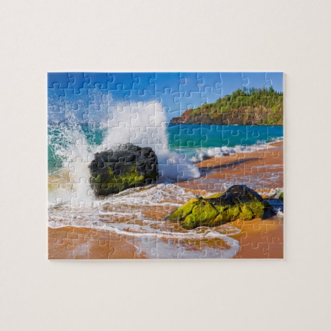 Sturz der Wellen am Strand von Hawaii Puzzle (Horizontal)