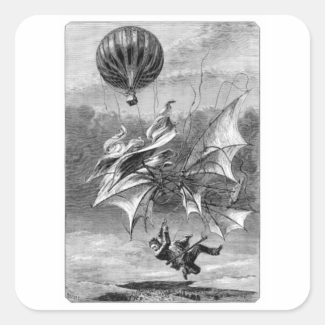 Sturz des fliegenden Mannes Quadratischer Aufkleber (Vorderseite)