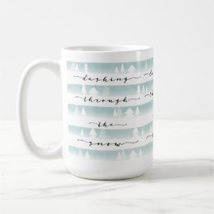 Stürzen durch die Schnee-Aquarell-Waldstreifen Kaffeetasse