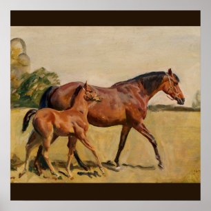 Stute und Fohlen durch Munnings Poster