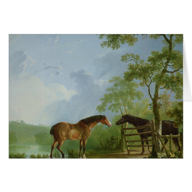 Stute und Stallion in einer Landschaft (Vorderseite (Horizontal))