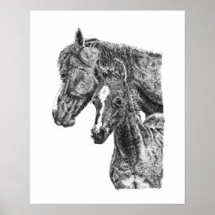 Stutfohlen Pointillismus Pferd Hengst Equine Fine Poster