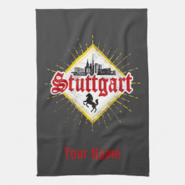 Stuttgart City Germany Retro Skyline Vintag Geschirrtuch
