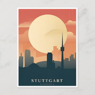Stuttgart City Germany Retro Skyline Vintag Postkarte