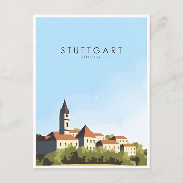Stuttgart City Germany Retro Skyline Vintag Postkarte (Vorderseite)