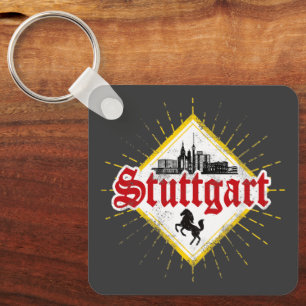 Stuttgart City Germany Retro Skyline Vintag Schlüsselanhänger