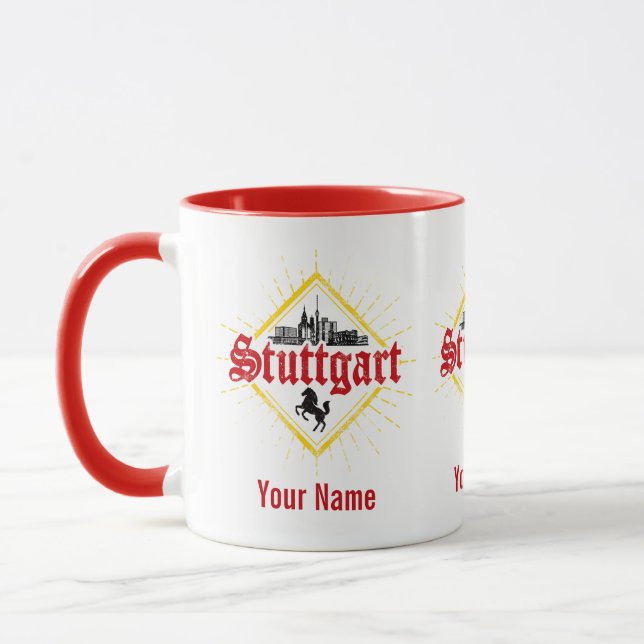 Stuttgart City Germany Retro Skyline Vintag Tasse (Links)